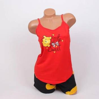 Image 1 of Дамска пижама с тънка презрамка в червено и черно