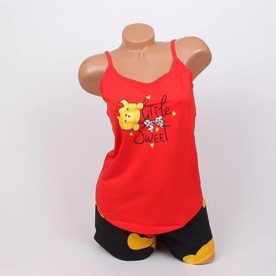 Дамска пижама с тънка презрамка в червено и черно