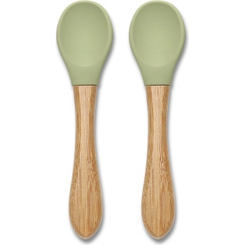 NATURAL Силиконови лъжички с бамбук Lorelli - Natural, 2 броя, Fresh Green (10230680004)