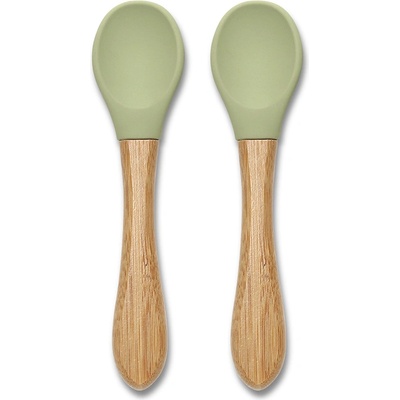NATURAL Силиконови лъжички с бамбук Lorelli - Natural, 2 броя, Fresh Green (10230680004)