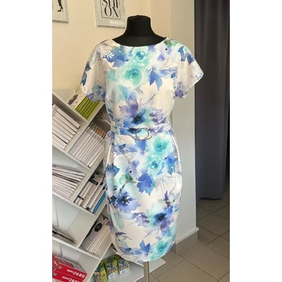 Botega Elena | Modro-mentolová pouzdrové šaty ELISA Modrá 0020335