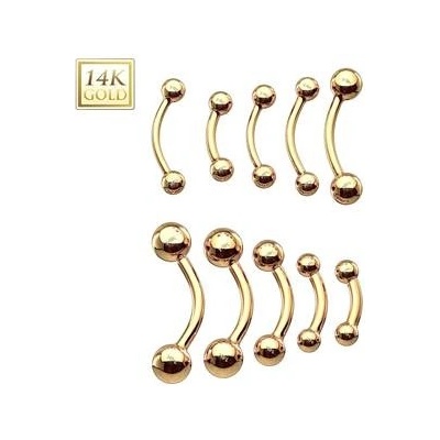 Šperky4U zlatý piercing do obočí kuličky ZL01107-1208-YG