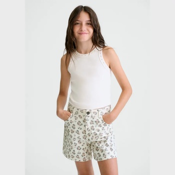 Mayoral Панталон къс туил фантазия в цвят пясък с леопардов десен за момиче Mayoral