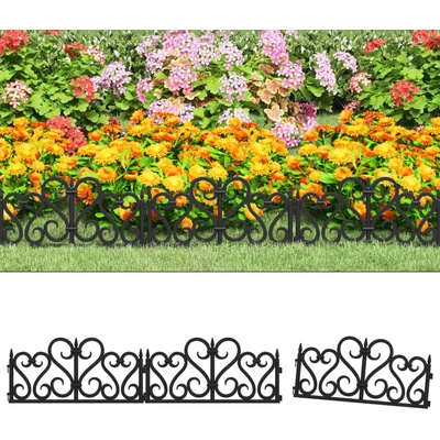 vidaXL Кантове за тревни площи, 17 бр, черни, 10 м, PP (318301)