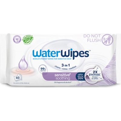 WATERWIPES Obrúsky vlhčené Soothing clean bez obsahu plastov 60 ks