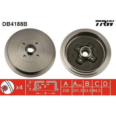 Brzdový bubon TRW DB4188B