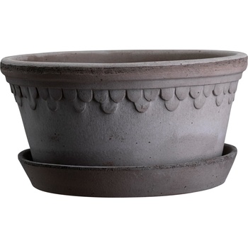 Bergs Potter Саксия Københavner ниска с поставка 21 см сива (KG21UPS)