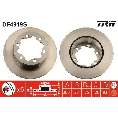 Brzdový kotúč TRW DF4919S