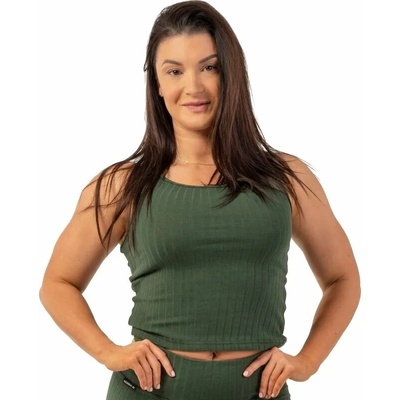 Nebbia Organic Cotton Ribbed Tank Top Dark Green S Фитнес тениска