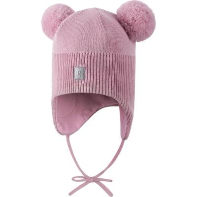 Detská čiapka z merino vlny s brmbolcami Reima Kumpi grey pink