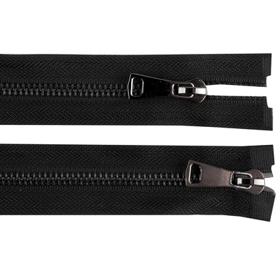 Zip kovový No 5 dělitelný 2 jezdce / dvoucestný 60 cm, malé, 2 nikl černý