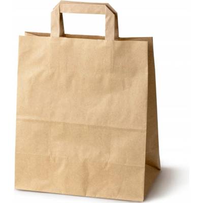 Papírová taška Allbag šedá s plochým uchem 26x30x14 cm 100 ks