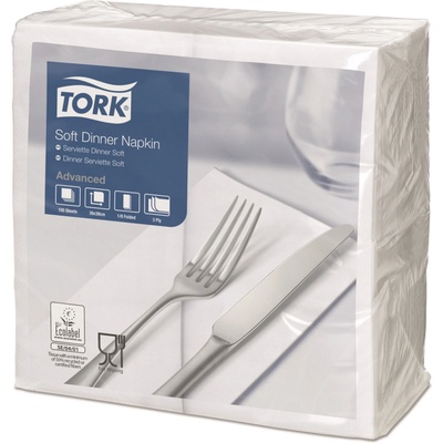Tork ubrousky papírové 3V večeře 1/8 sklad bílá 33x33cm