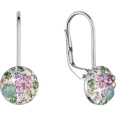 Pavona stříbrné náušnice visací s krystaly Swarovski zelené malé 31321.3 sakura