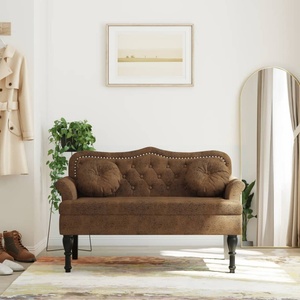 vidaXL Пейка с възглавници, кафява, 120, 5x65x75 см, изкуствена велур (372149)