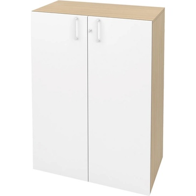 NARBUTAS Шкаф Narbutas Choice, 800x420x1075 mm, с корпус от избелен дъб, бели врати с бяла правоъгълна дръжка