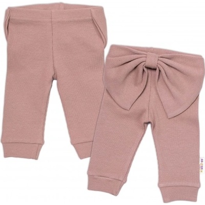 Baby Nellys Kojenecké žebrované legíny s mašlí béžové