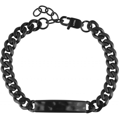 Pavona náramek pánský z černé oceli s ozdobnou destičkou 43050.3 černý