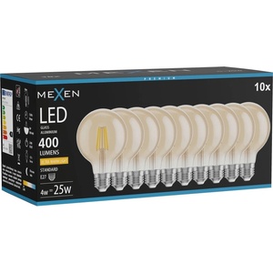 Mexen Vintis 10x LED филамент крушка E27, G80, 4W, Топла - 2200K, 400 lm, кехлибар (L155-E27-0422-50x10)