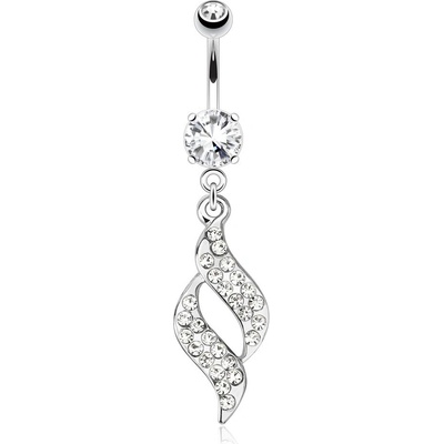 Šperky eshop ocelový piercing do pupíku stříbrná čiré zirkonové spirály SP46.26