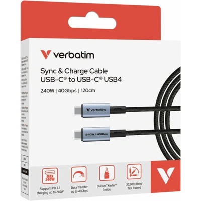 Verbatim 31847 USB USB C samec - USB C samec, 240W, 1.2m, černý