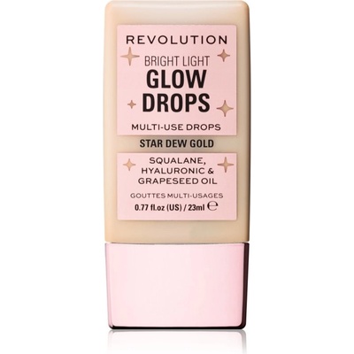 Makeup Revolution Bright Light Glow Drops tekutý rozjasňovač Golden Star Dew 23 ml