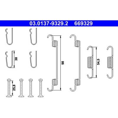 ATE Sada příslušenství, parkovací brzdové čelisti 03.0137-9329.2