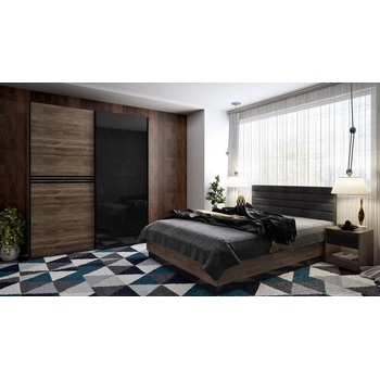 Спален комплект Modern кастело коняк и черен гланц мдф