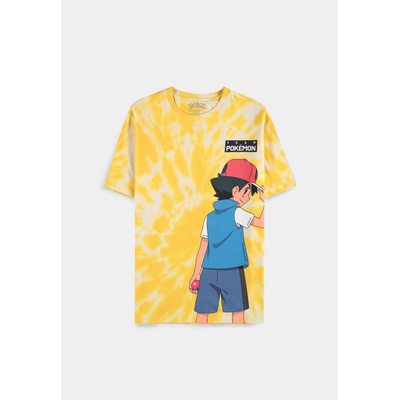 Pokémon Ash and Pikachu Digital Printed Men's Short Sleeved T-Shirt yellow