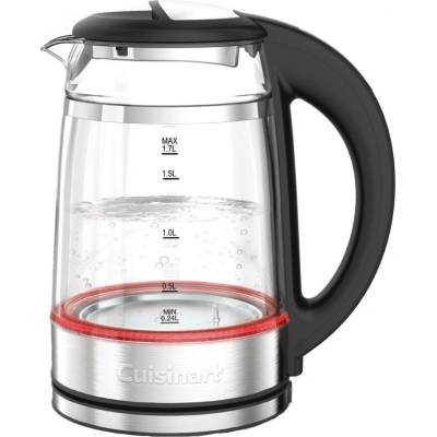 Cuisinart Електрическа кана за вода Cuisinart GK19E Double Glass, 3000W, 1.7 л, 50-100°C, 360° основа, Сензорно управление, Филтър, Индикатор, Инокс/черен (GK19E)