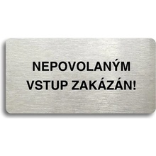 Accept Piktogram "NEPOVOLANÝM VSTUP ZAKÁZÁN" (160 × 80 mm) (stříbrná tabulka - černý tisk bez rámečk