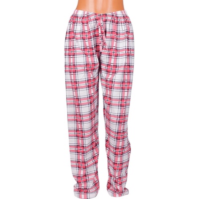 Дамски панталон-пижама с кариран десен в бяло, червено и синьо