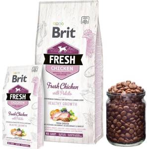 Brit Fresh Chicken with Potato Puppy & Junior Healthy Growth- Холистична суха храна за подрастващи кученца, с прясно пилешко месо и картофи 12 кг