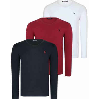 Dewberry T8587 Triple Set V-Neck Sweatshirt čierna biela bordová