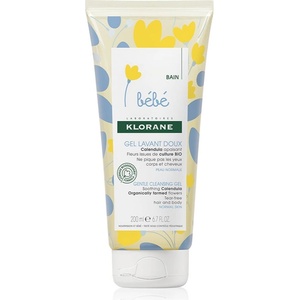 Klorane Bébé Calendula нежен измиващ гел за деца от раждането им с дозатор 200ml