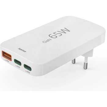 Image 1 of Hama Бързо мини зарядно, 65W, 2x USB-C, 1x USB-A, PD, плоско, бяло (HAMA-201976)