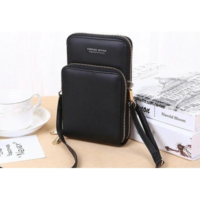 Dámska crossbody kabelka so zipsom Čierna