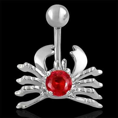Šperky eshop piercing do pupíku Rak červený zirkon E18.18