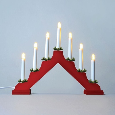 Exihand Adventný svietnik 2262-510 drevený červený LED Filament 7x34V 0,2W Konst