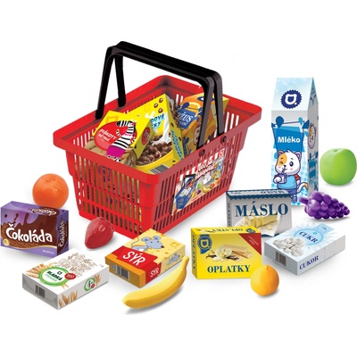 RAPPA MINI OBCHOD nákupní košík s doplňky a učením jak nakupovat červený – Zboží Dáma