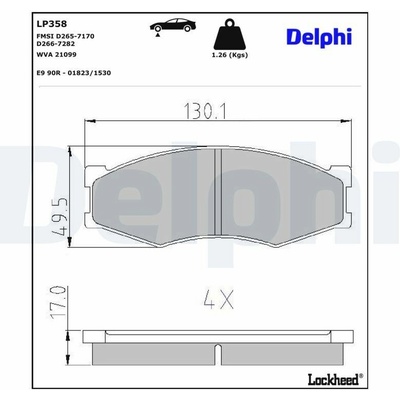 Sada brzdových destiček, kotoučová brzda DELPHI LP358