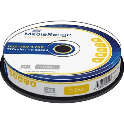 Оптичен носител DVD-+RW, 4.7GB, MediaRange, 10 бр (MR451)