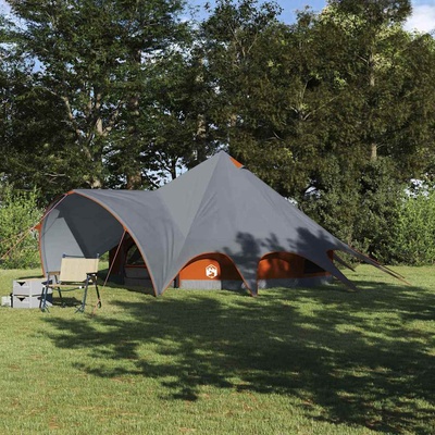 vidaXL Тент тип Teepee за 5 души Сив и оранжев 415 x 415 x 247 см (42004013)