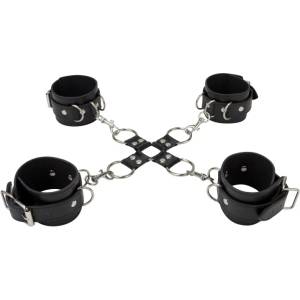 Ouch! Leather Hand And Legcuffs Black