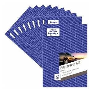 Avery Zweckform 223-10 softcover car logbook (tax office recognized, DIN A5 210x148mm, 80 pages, 858 trips, Germany & Austria, delimitation of private/business trips) pack of 10