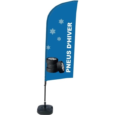 Jansen Display Kompletní sada reklamní vlajky ve tvaru křídla, Zimní pneumatiky, francouzština, 1105 x 3300 mm