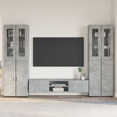vidaXL Комплект ТВ шкаф с рафт FLORIN Циментено сиво Инженерно дърво (3397997)