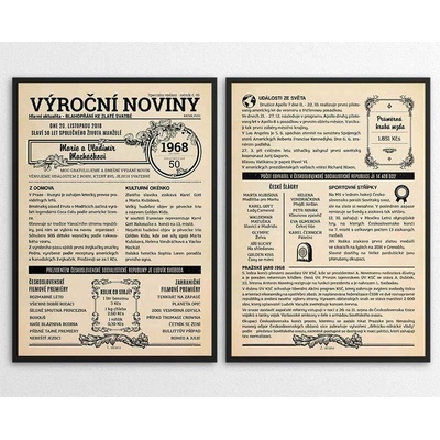 Noviny k výročí svatby 1968 - dvoustranné