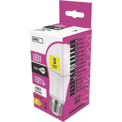 Emos Lighting LED žiarovka E27, 230V, 13.2W, 1521lm, 4000k, neutrálna biela, 30000h, Classic A60 12