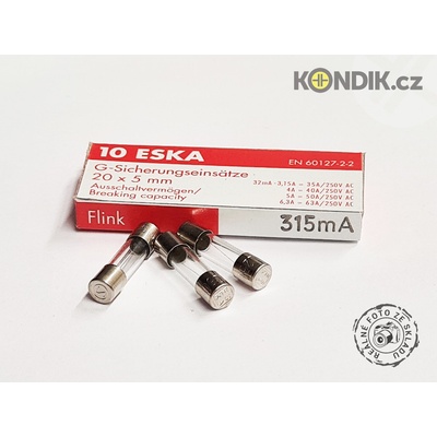 Pojistka 5x20mm rychlá 520.600, Proud: 0,5A